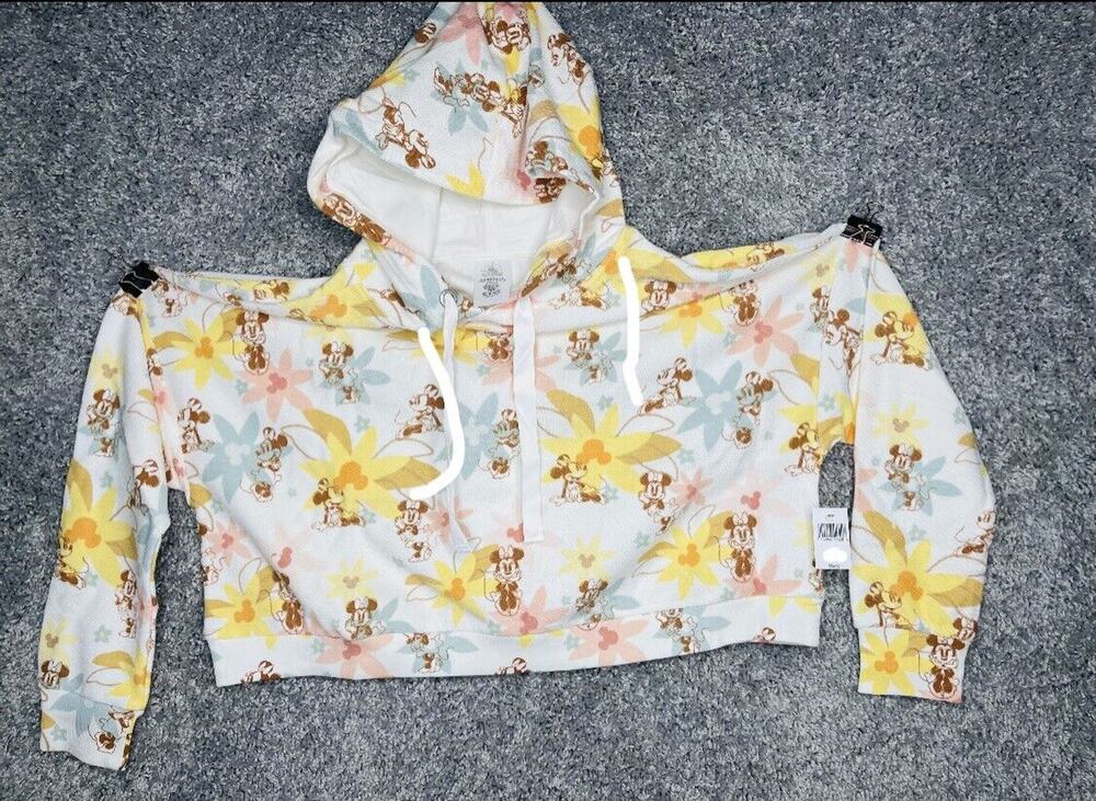 Womens Disney Minnie Mouse Cropped Hoodie Size XLarge Spring Sweater Top